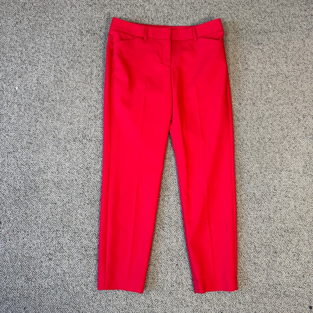 Express Red Editor Studio Stretch Twill Mid Rise Workwear Trousers US Womens 4R - Picture 2 of 8